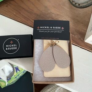 Silver Nickel & Suede Earrings